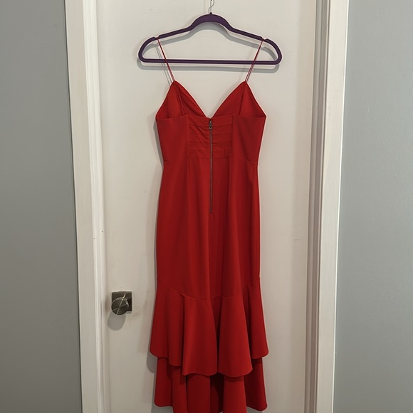 Alice and Olivia red tiny strap ruffle dress - Picture 4 of 6